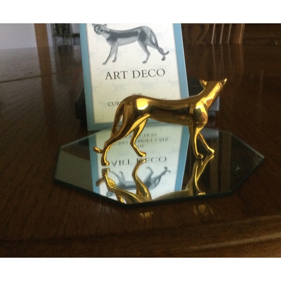 1986 Franklin Mint "Art Deco" Gold Cat of The Curio Cabinet Cats Collection - Picture 2 of 2